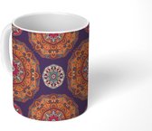 Mok - Koffiemok - Design - Mandala - Geometrie - Oranje - Mokken - 350 ML - Beker - Koffiemokken - Theemok