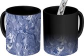 Magische Mok - Foto op Warmte Mokken - Blauw - Verf - Marmer print - Patronen - Magic Mok - Beker - 350 ML - Uitdeelcadeautjes