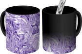 Magische Mok - Foto op Warmte Mokken - Marmer print - Verf - Paars - Abstract - Patronen - Magic Mok - Beker - 350 ML - Uitdeelcadeautjes