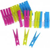wasknijpers 9,5 x 2 cm roze/geel/blauw 24-delig