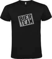 Zwart  T shirt met  print van "Bier team " print Zilver size M