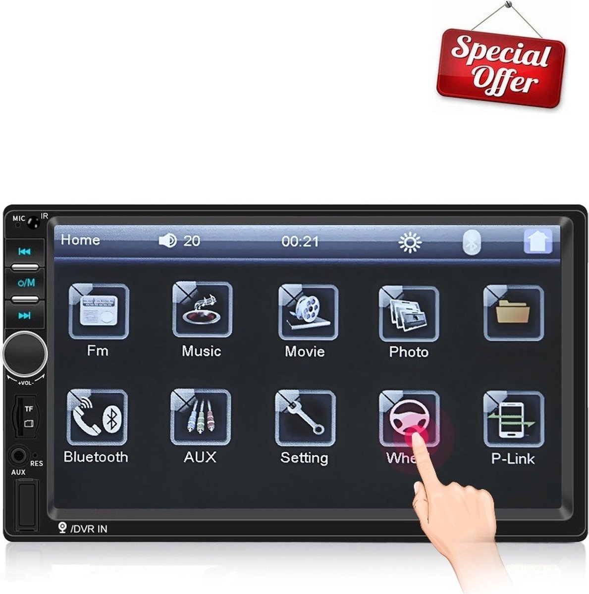 TechU™ Autoradio AT5 – 7” 2 Din Touchscreen Monitor – Bluetooth – Handsfree bellen – FM radio – USB – AUX – SD – Incl. Afstandsbediening