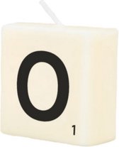 kaars Scrabble letter O wax 2 x 4 cm zwart/wit