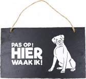waakbord Boxer 15 x 25 cm leisteen zwart