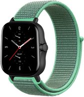 Nylon Smartwatch bandje - Geschikt voor  Amazfit GTS 2 nylon bandje - mint - Strap-it Horlogeband / Polsband / Armband