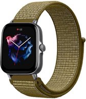 Nylon Smartwatch bandje - Geschikt voor  Amazfit GTS 3 nylon band - olijf - Strap-it Horlogeband / Polsband / Armband