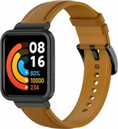 Leer Smartwatch bandje - Geschikt voor Redmi Watch 2 Lite leren bandje - bruin - Strap-it Horlogeband / Polsband / Armband