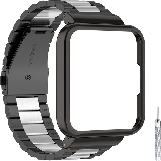 Strap-it Redmi Watch 2 Lite Bracelet Acier - Noir/Argent