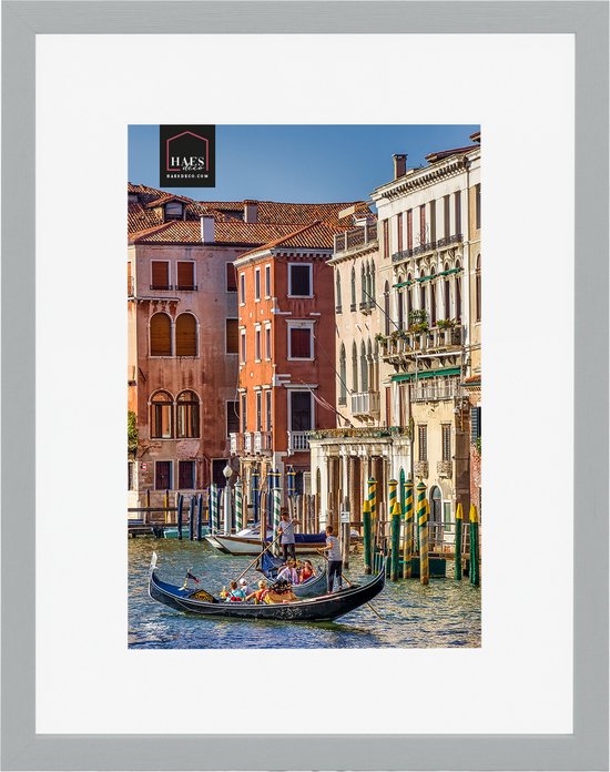 HAES DECO - Houten Fotolijst met Passe-partout Venezia grijs voor 1 foto formaat 20x30 of 30x40 -SP13140