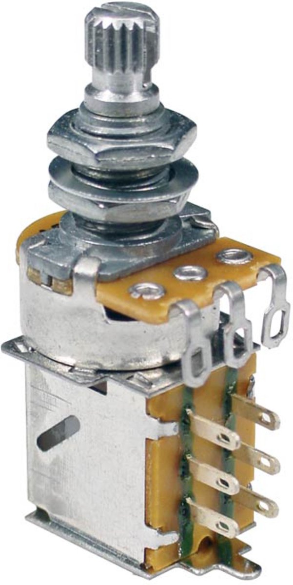 Allparts Push/Pull Pot 250K linear Standard Knurled Shaft - Potentiometer voor gitaar