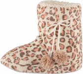sloffen leopard dames textiel/elastomeer beige/roze mt 37-38