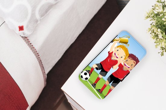 Étui pour téléphone Adapté pour étui pour téléphone iPhone 11 Pro - Une illustration de deux joueurs de football qui ont remporté un prix - Garçons - Filles - Enfant - Avec poches - Étui portefeuille avec fermeture magnétique