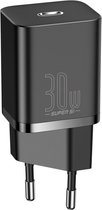 Baseus Super Si Oplader USB C zwart - 30W snelladen