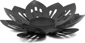 Waxinehouder lotus zwart - black - metaal - 20x20x5