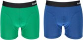 boxershorts Basic heren viscose groen/blauw 2 stuks mt L