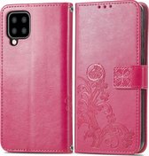 Mobigear Telefoonhoesje geschikt voor Samsung Galaxy A22 5G Hoesje | Mobigear Clover Bookcase Portemonnee | Pasjeshouder voor 3 Pasjes | Telefoonhoesje voor Pinpas / OV Kaart / Rijbewijs - Magenta