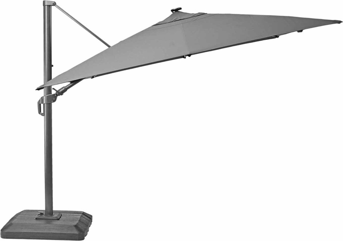 NATERIAAL - Parasol SONORA met solar LED - L.282 x B.391 cm - 10,9 m² - vrijdragende parasol - tuinparasol - terrasparasol - aluminium - polyester - grijs rechthoekig