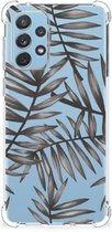 Leuk TPU Back Cover Geschikt voor Samsung Galaxy A73 Telefoonhoesje met doorzichtige rand Leaves Grey