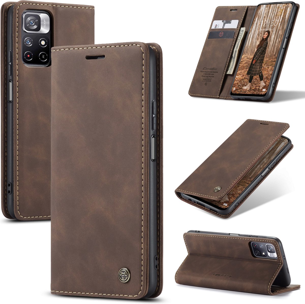 Xiaomi Poco M4 Pro 5G hoesje - Wallet Case - Bruin - Caseme
