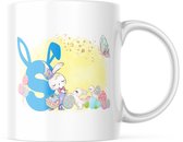 Paas Mok konijnen oren pasen S blauw | Paas cadeau | Pasen | Paasdecoratie | Pasen Decoratie | Grappige Cadeaus | Koffiemok | Koffiebeker | Theemok | Theebeker