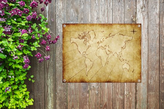Décoration de Jardin Wereldkaart - Vintage - Marron - 40x30 cm