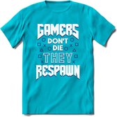 Gamers don't die T-shirt | Donker Blauw | Gaming kleding | Grappig game verjaardag cadeau shirt Heren – Dames – Unisex | - Blauw - XXL