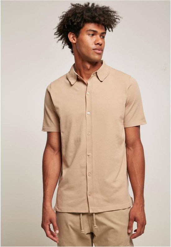 Urban Classics - Knitted shirt Overhemd - M - Beige