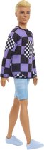 Barbie Ken Fashionistas - Geblokte trui en spijkerbroek  - Pop
