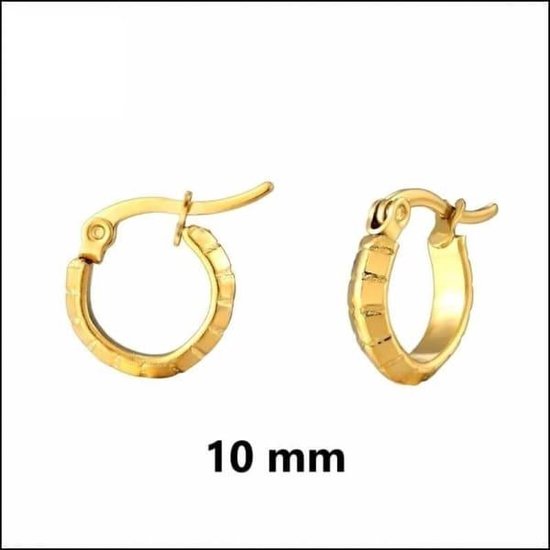 Aramat jewels ® - Bewerkte oorringetjes goes goudkleurig 10mm chirurgisch staal