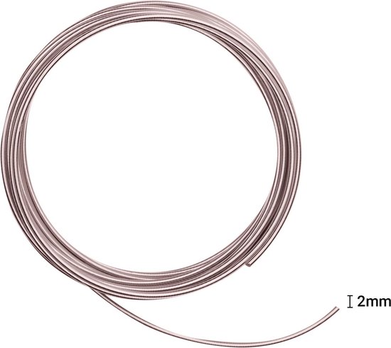 Aluminium draad 2mm dik, 5m per rol Roze | Metaaldraad voor sieraden