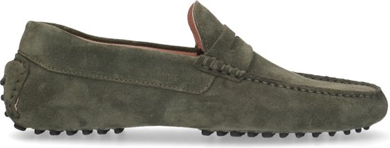 Manfield - Heren - Groene suède loafers - Maat 41