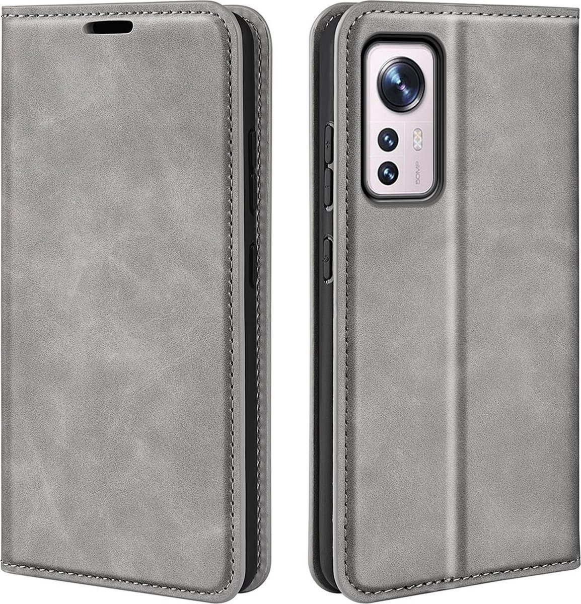 Mobigear Telefoonhoesje geschikt voor Xiaomi 12 Pro Hoesje | Mobigear Retro Slim Bookcase Portemonnee | Pasjeshouder voor 3 Pasjes | Telefoonhoesje voor Pinpas / OV Kaart / Rijbewijs - Grijs