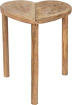 Clayre & Eef Bijzettafel Hart 39*34*40 cm Bruin Hout Side table Tafeltje