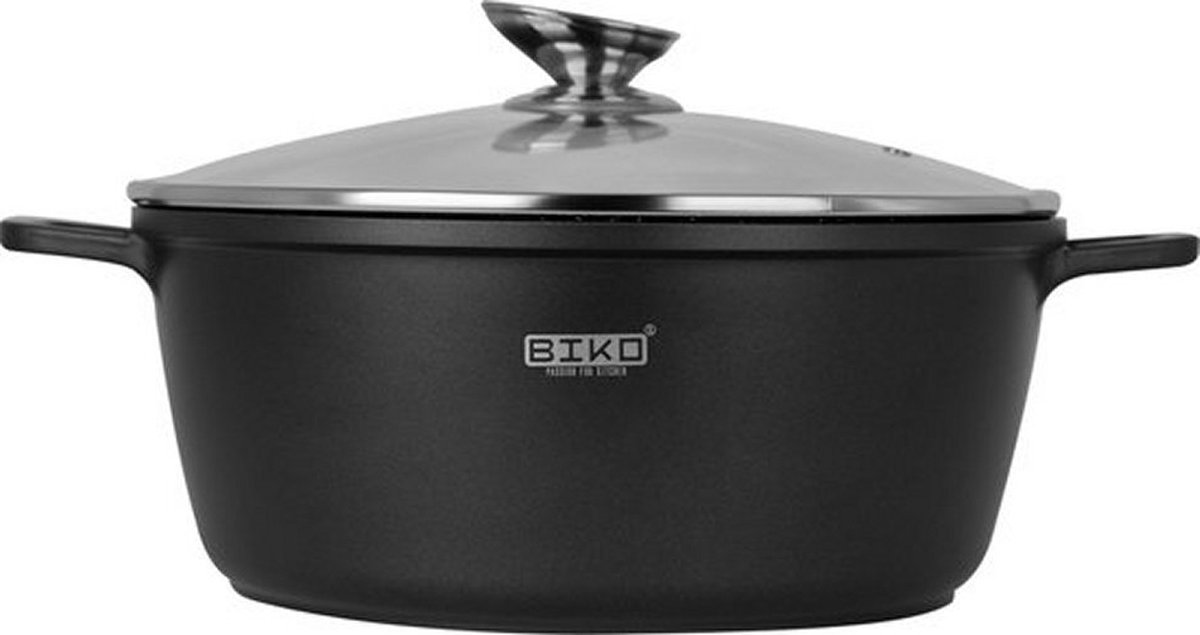 Biko Braadpan met Glazen Deksel 28 cm Zwart