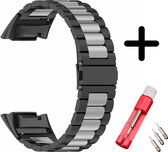 Bracelet Strap-it Fitbit Charge 5 acier noir et argent + trousse à outils