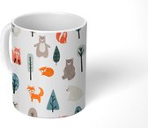 Mok - Koffiemok - Beer - Vos - Dieren - Patronen - Mokken - 350 ML - Beker - Koffiemokken - Theemok