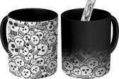 Magische Mok - Foto op Warmte Mokken - Koffiemok - Schedel - Patronen - Punk - Cartoon - Magic Mok - Beker - 350 ML - Theemok