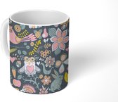 Mok - Koffiemok - Regenboog - Dieren - Vogels - Patroon - Mokken - 350 ML - Beker - Koffiemokken - Theemok