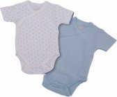 rompers korte mouw blauw/wit 0-6 maanden 2 stuks