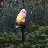 HI Tuinlamp Uil - LED - Werkt op zonne-energie - Wit