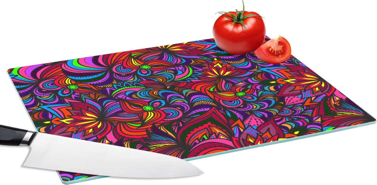 Glazen Snijplank - 39x28 - Patroon - Jungle - Abstract - Snijplanken Glas