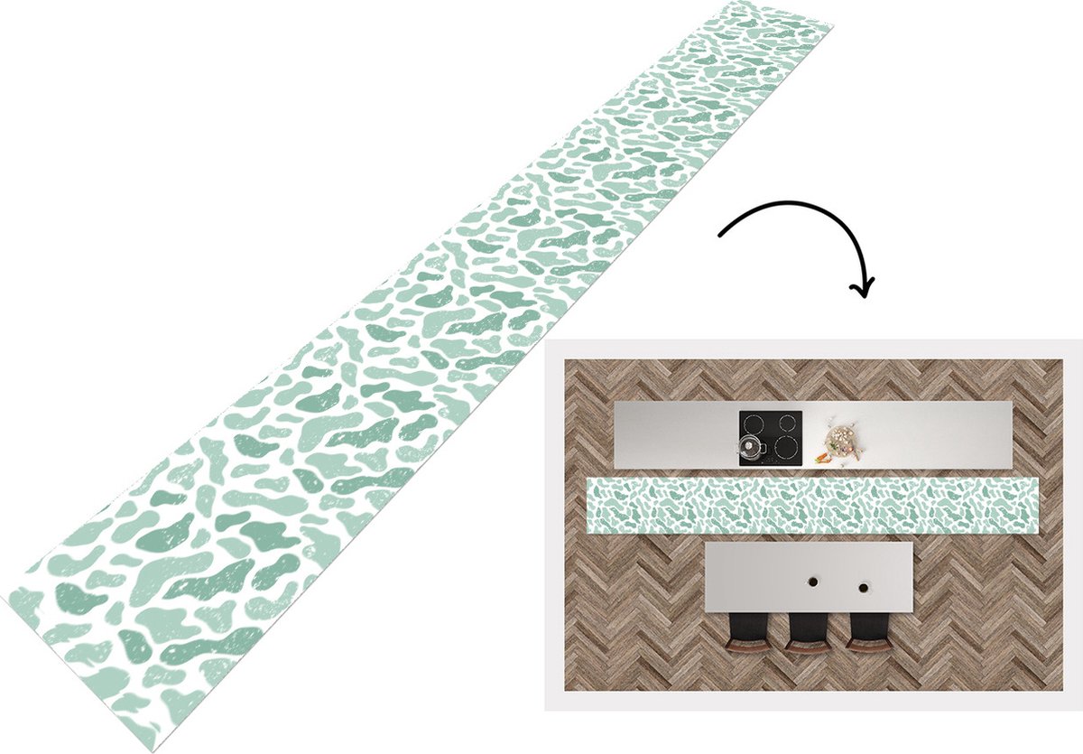 KitchenYeah Keukenloper - Keukenmat - Abstract - Verf - Patroon - Grijs - Dierenprint - Keuken vloerkleed, foto 2