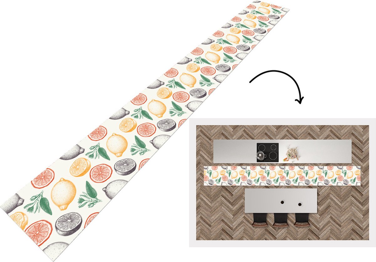 KitchenYeah Keukenloper - Keukenmat - Fruit - Vintage - Keuken - Patronen - Keuken vloerkleed multicolor, foto 2