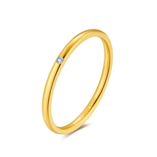 Ring Twice As Nice en acier inoxydable doré, 1 mm, 1 cristal 50