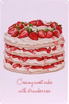 Metalen plaatje sweet cake aardbeientaart - 21x33 cm
