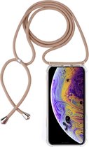 Mobigear Telefoonhoesje geschikt voor Apple iPhone XS Flexibel TPU | Mobigear Lanyard Hoesje met koord - Transparant /Bruin | Transparant,bruin