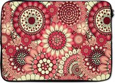 Laptophoes 13 inch - Bloem - Mandala - Retro - Patroon - Laptop sleeve - Binnenmaat 32x22,5 cm - Zwarte achterkant