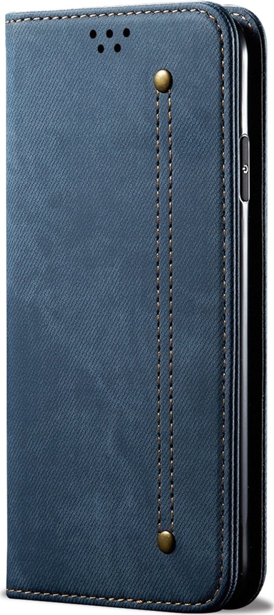 Mobigear Telefoonhoesje geschikt voor Samsung Galaxy A21s Hoesje | Mobigear Denim Slim Bookcase Portemonnee | Pasjeshouder voor 2 Pasjes | Telefoonhoesje voor Pinpas / OV Kaart / Rijbewijs - Blauw