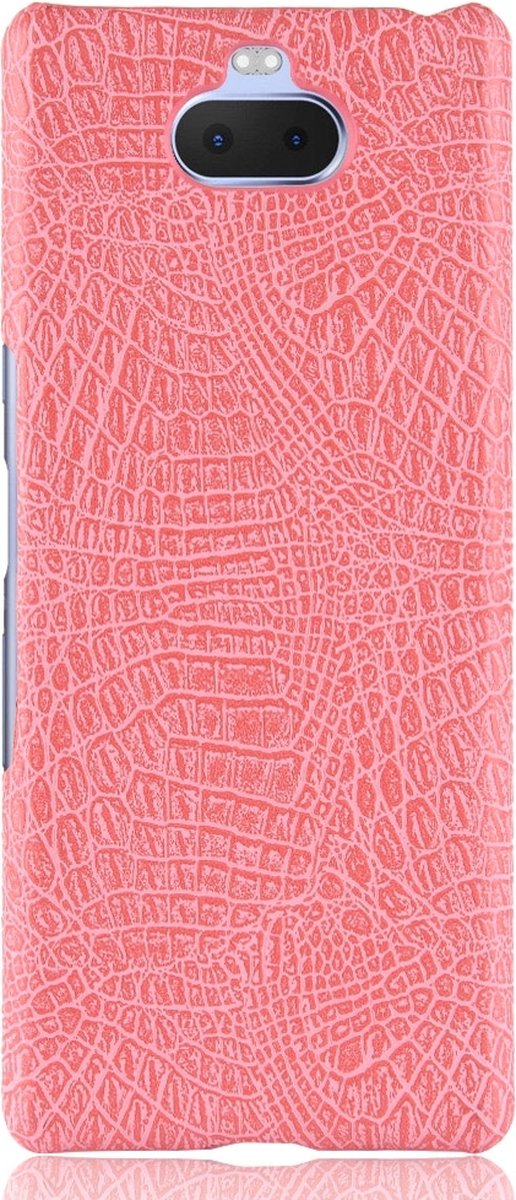 Mobigear Hoesje geschikt voor Sony Xperia 10 Plus Telefoonhoesje Hardcase | Mobigear Croco Backcover | Xperia 10 Plus Case | Back Cover - Roze