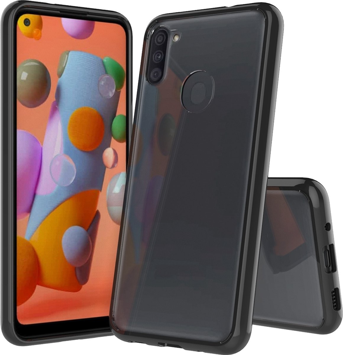 Mobigear Hoesje geschikt voor Samsung Galaxy A11 Telefoonhoesje Hardcase | Mobigear Crystal Backcover | Galaxy A11 Case | Back Cover - Zwart / Transparant